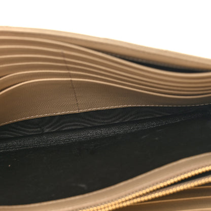 Saint Laurent Grain De Poudre Matelasse Chevron Monogram Chain Wallet Dark Beige 6 of 9