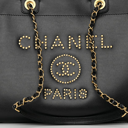 Chanel Caviar Medium Studded Deauville Tote Black 8 of 13