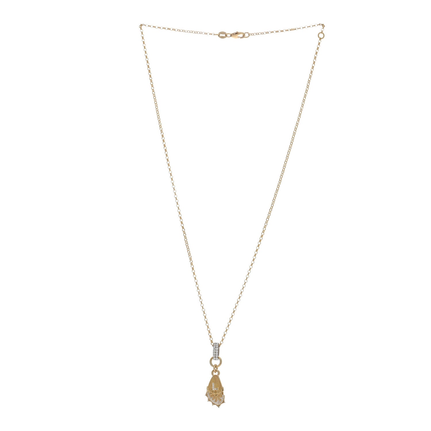 Foundrae 18K Yellow Gold Diamond Encrusted Butterfly Wings Initial L Miniature Medallion Necklace 3 of 4