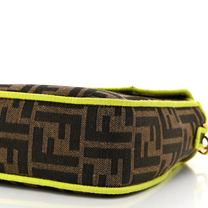 Fendi Fabric Jacquard FF 1974 Large Baguette Tobacco Moro Giallo Fluo 10 of 10