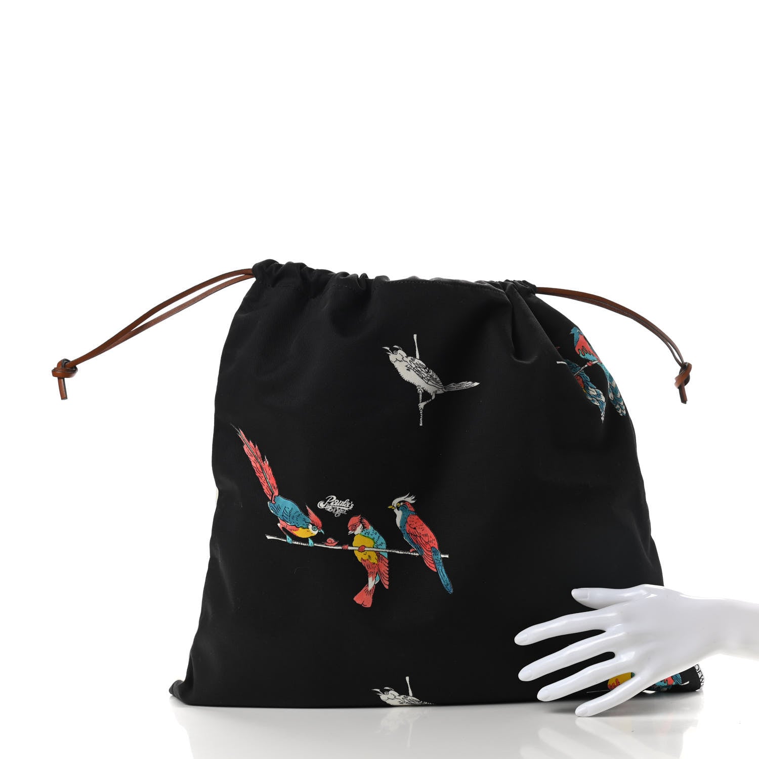 Loewe Canvas Parrot Paula's Ibiza Drawstring Pouch Black Ecru 2 of 7