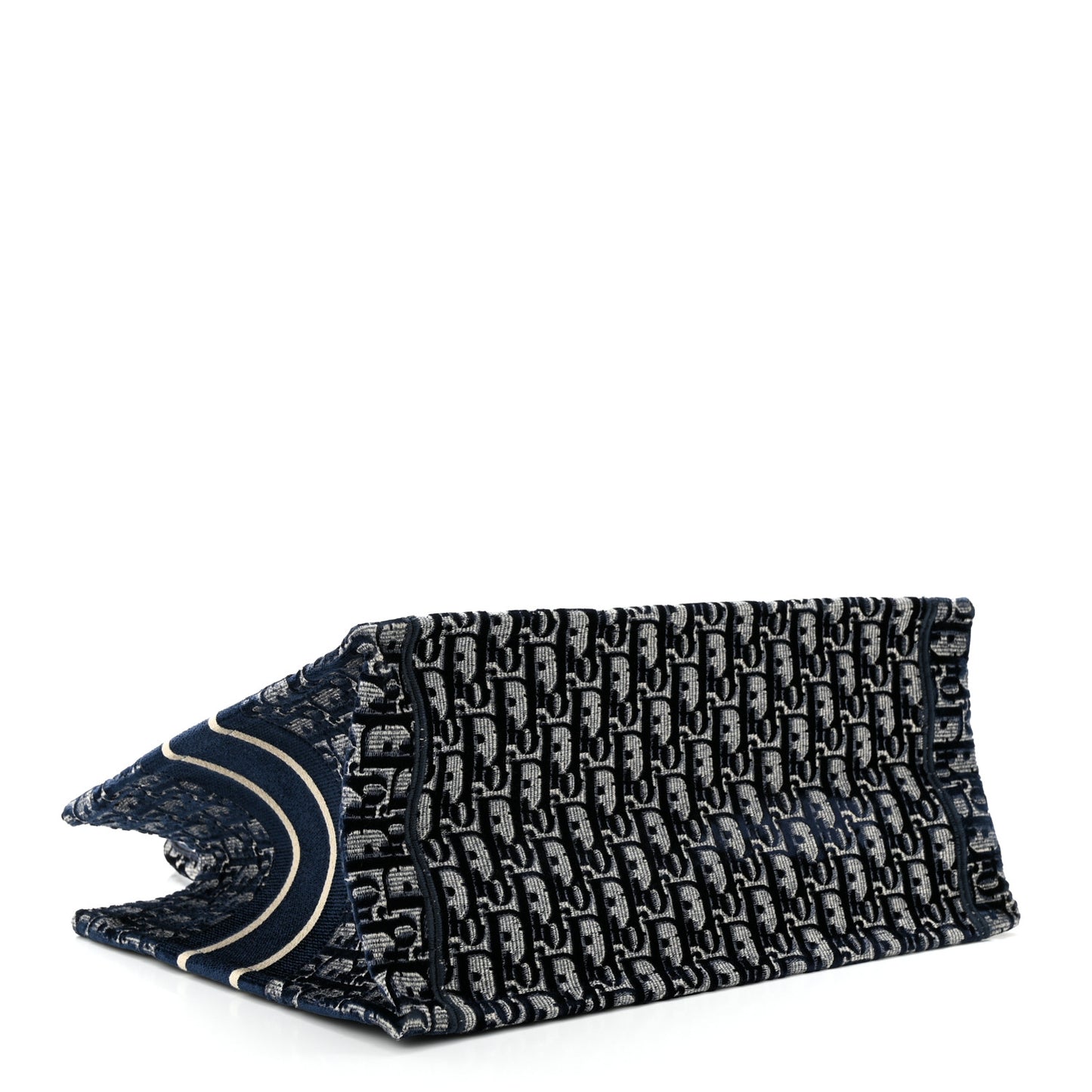 CHRISTIAN DIOR Oblique Velvet Medium Book Tote Blue Multicolor