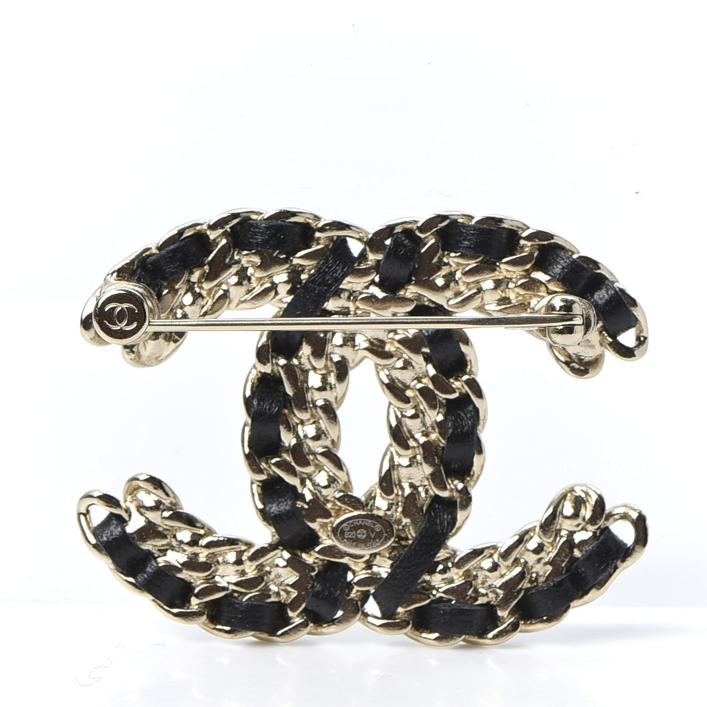 Lambskin Crystal Vintage Allure CC Chain Brooch Black Gold