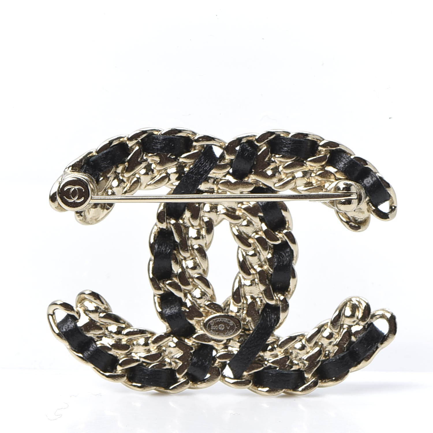 Chanel Lambskin Crystal Vintage Allure CC Chain Brooch Black Gold 2 of 8
