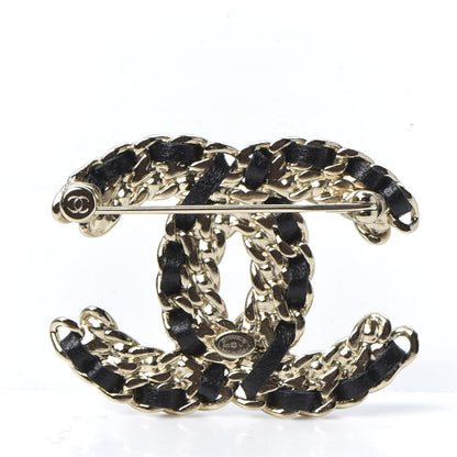 Chanel Lambskin Crystal Vintage Allure CC Chain Brooch Black Gold 2 of 8