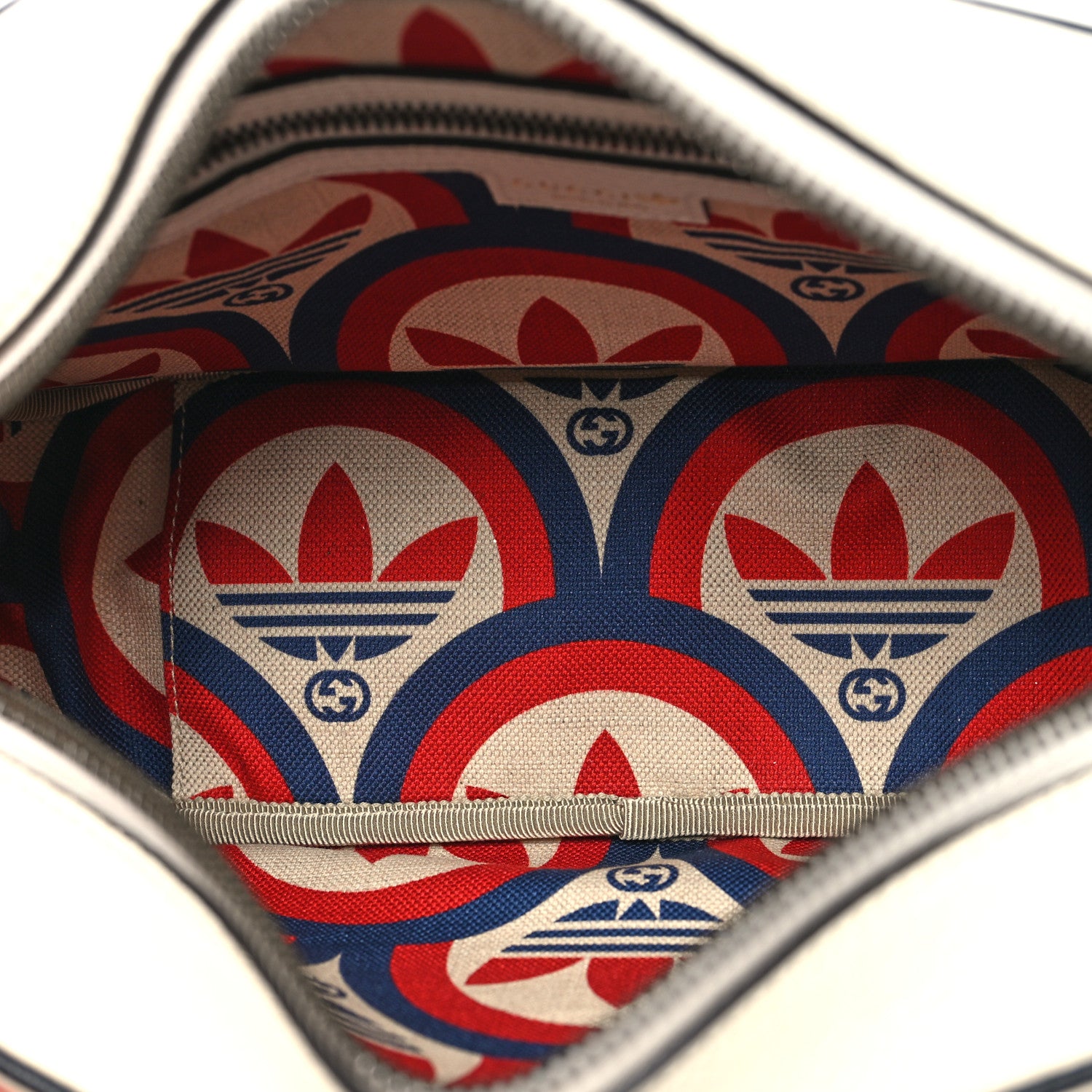 Gucci X ADIDAS Textured Dollar Calfskin Web Trefoil Logo Small Messenger Bag Off White Black 5 of 11