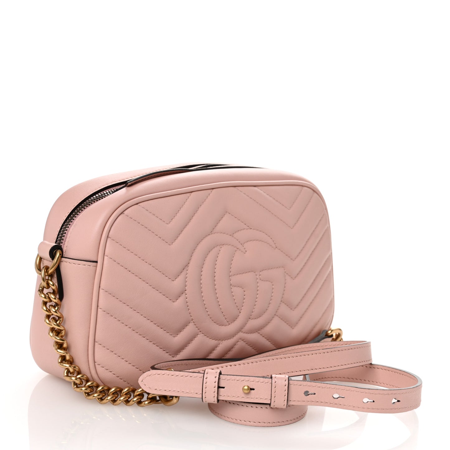 Calfskin Matelasse Small GG Marmont Chain Shoulder Bag Perfect Pink