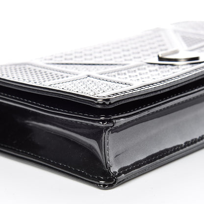 Christian Dior Metallic Patent Micro-Cannage Diorama Wallet on Chain Pouch Black 5 of 9