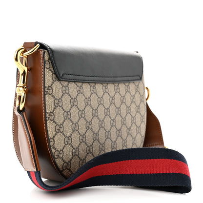 Gucci GG Supreme Monogram Web Medium Padlock Messenger Shoulder Bag Black 3 of 11