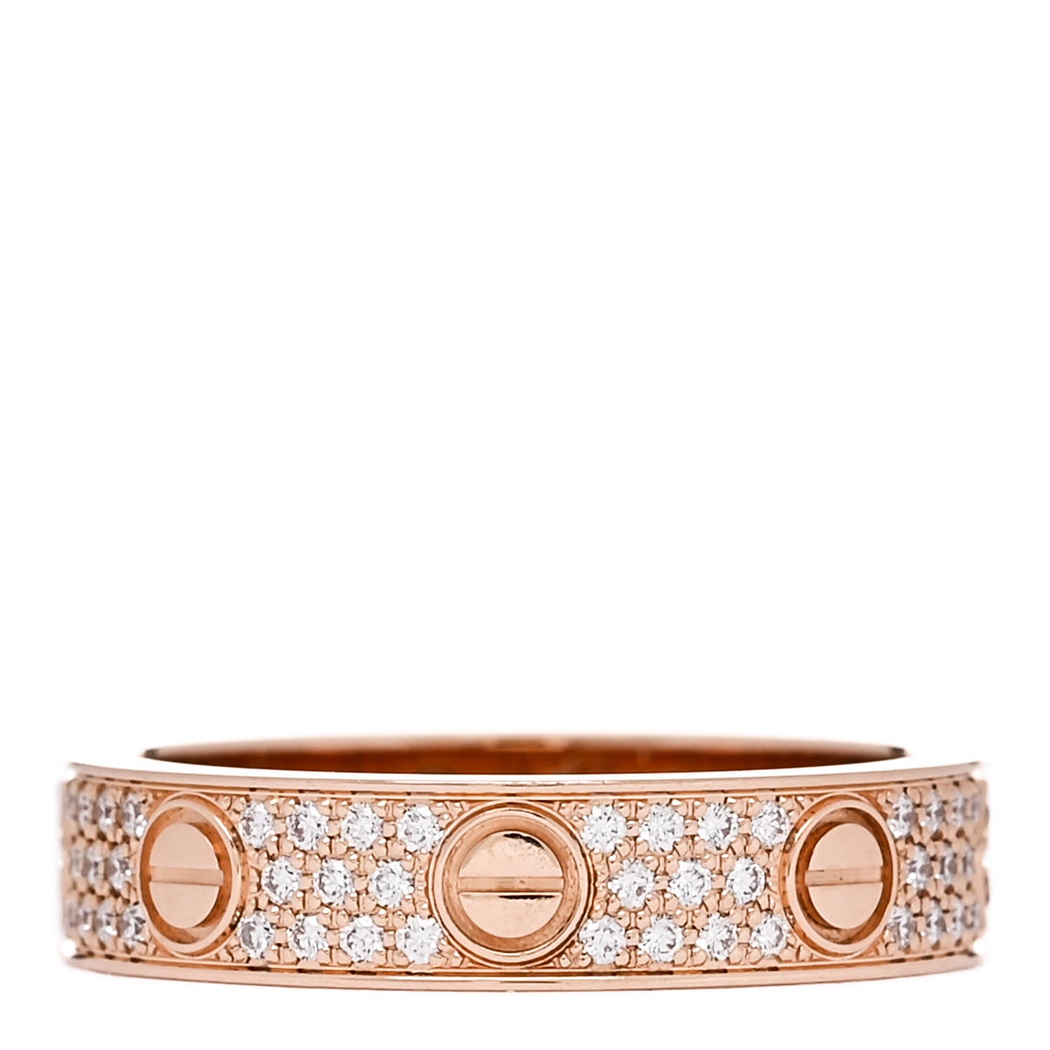 Cartier 18K Pink Gold Diamond 4mm LOVE Wedding Paved Band Ring 47 4 1 of 5