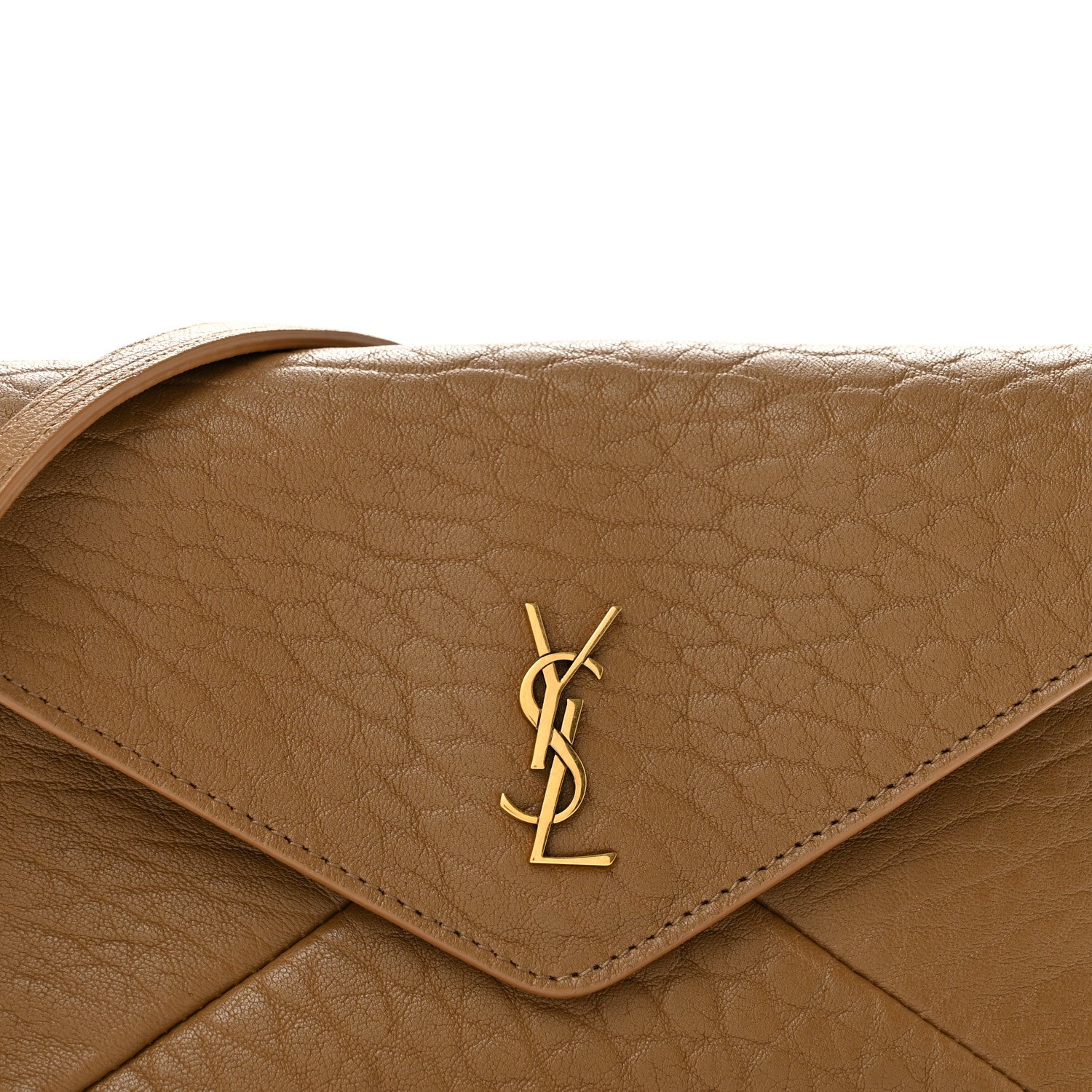 Saint Laurent Supple Lambskin Small Cassandre Chain Pouch Dark Cork 7 of 10