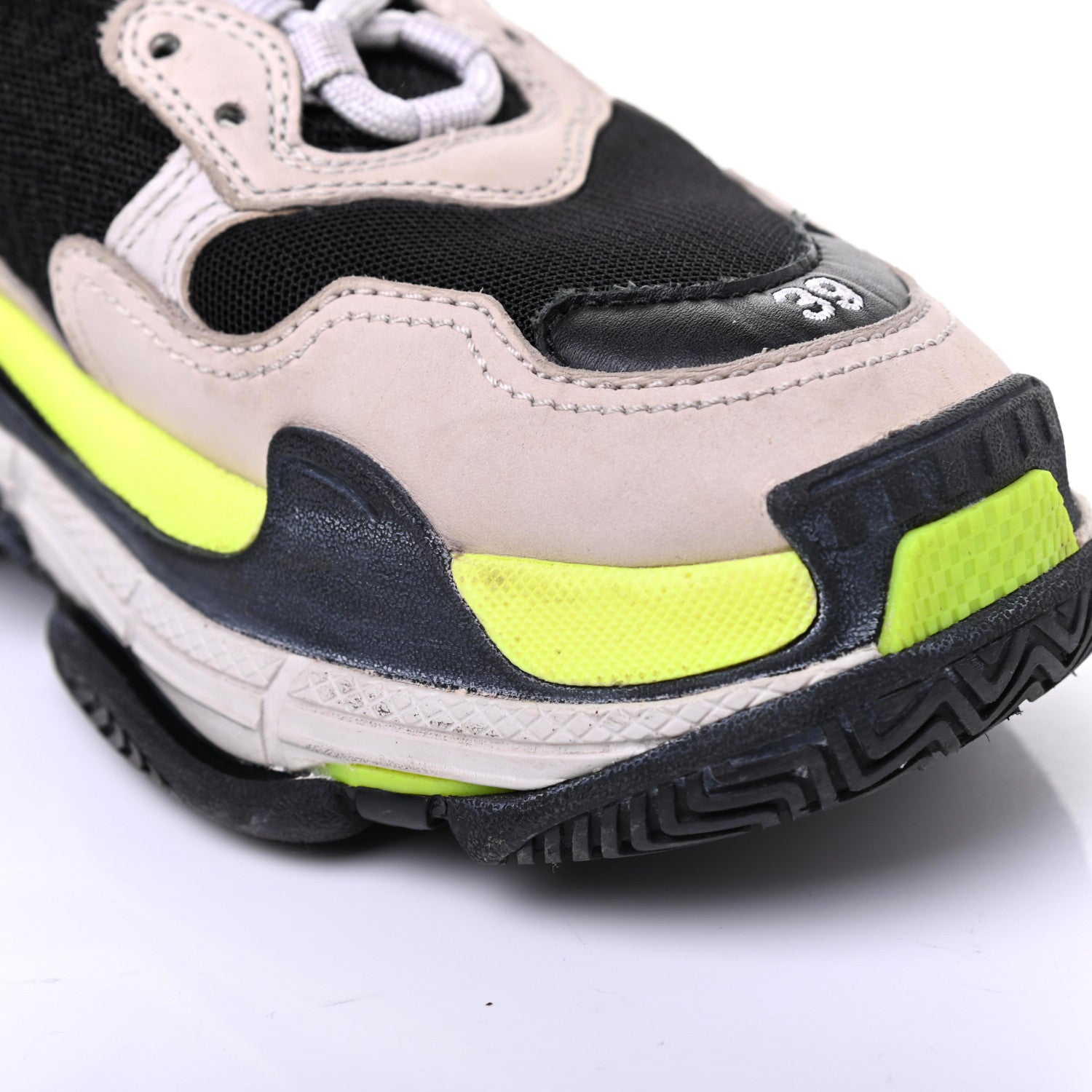Balenciaga Fabric Mesh Womens Triple S Sneakers 39 Grey Black Jaune Fluo 12 of 17