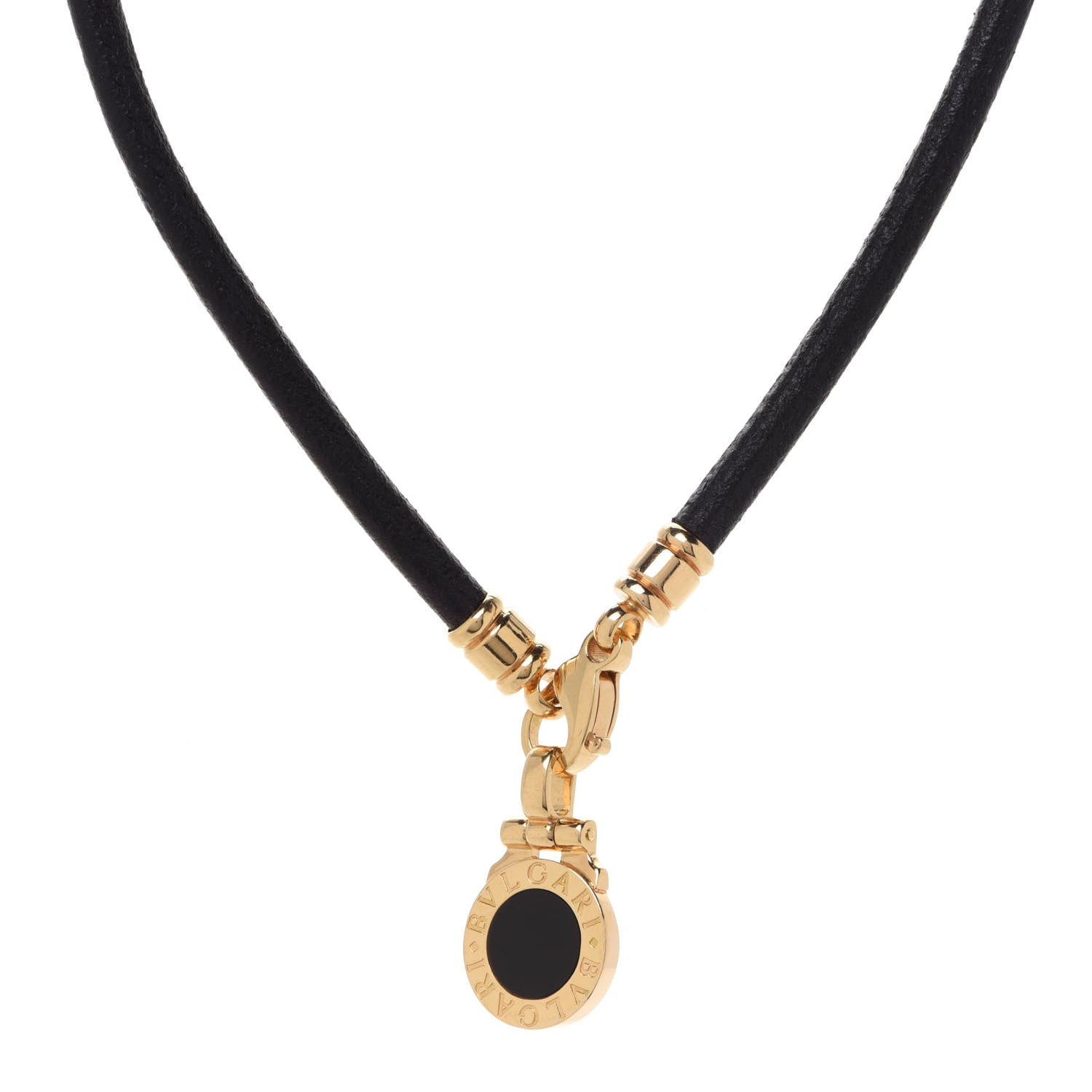 Bulgari 18K Yellow Gold Onyx BVLGARI BVLGARI Cord Pendant Necklace 1 of 5