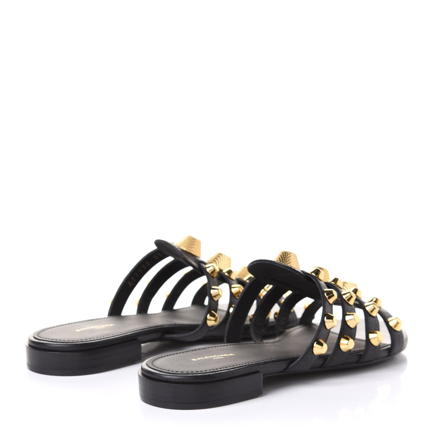 Balenciaga Agneau Lambskin Giant Gold Hardware Flat Sandals 37 Black 4 of 10