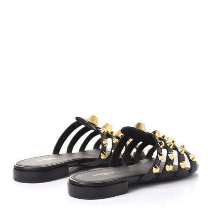 Balenciaga Agneau Lambskin Giant Gold Hardware Flat Sandals 37 Black 4 of 10