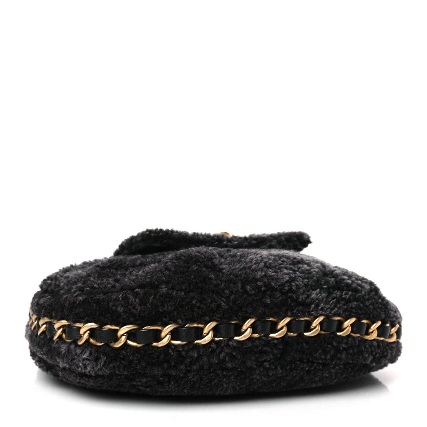 Shearling Quilted Hobo Black