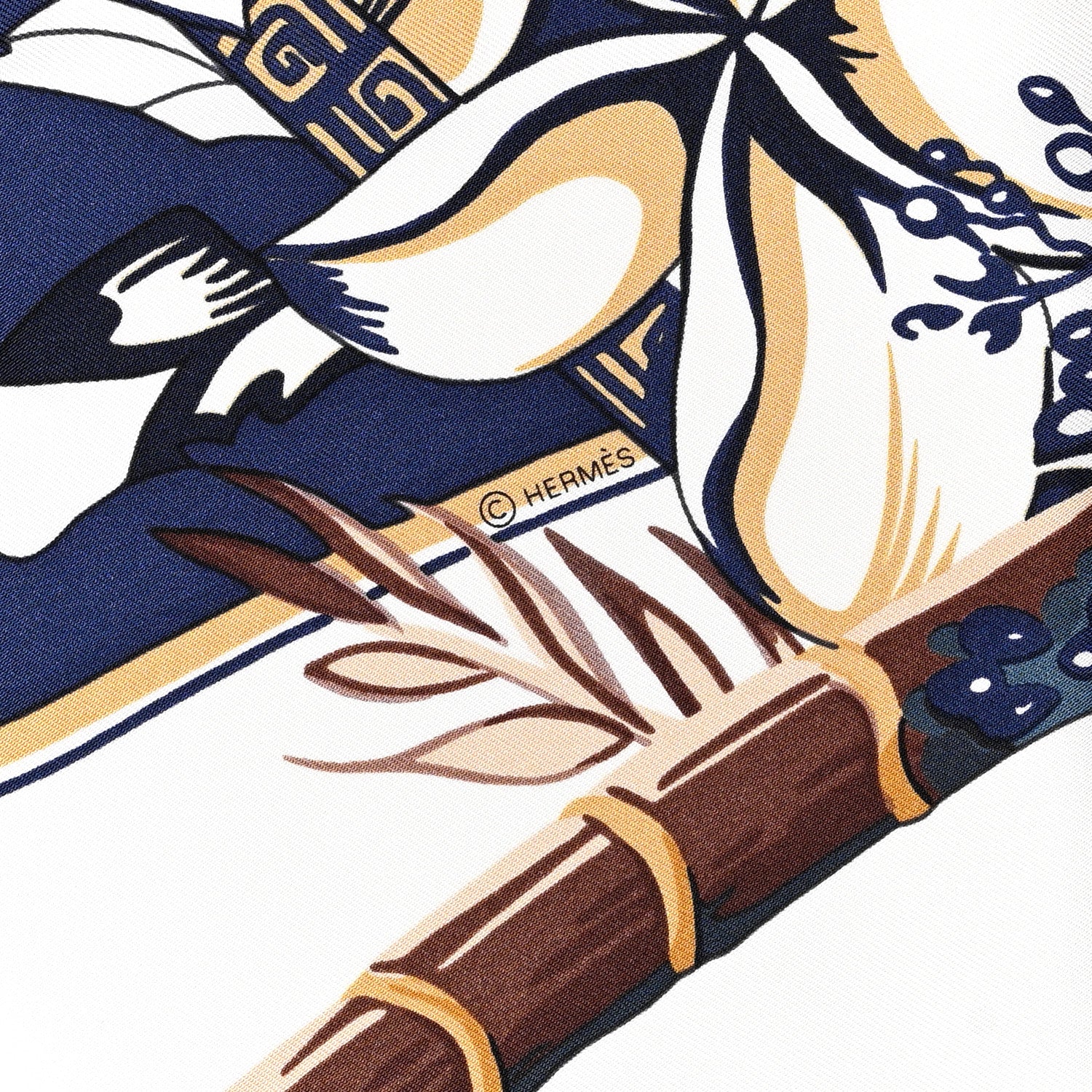 Hermes Silk Twill Imprime Aloha Double Scarf Stole White 4 of 5