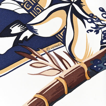 Hermes Silk Twill Imprime Aloha Double Scarf Stole White 4 of 5