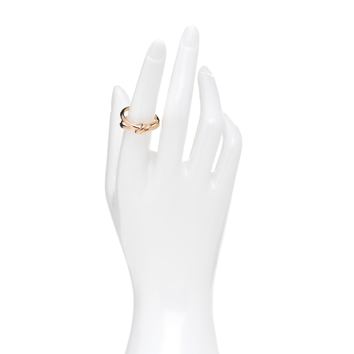 18K Rose Gold Knot Double Row Ring 54 6.75