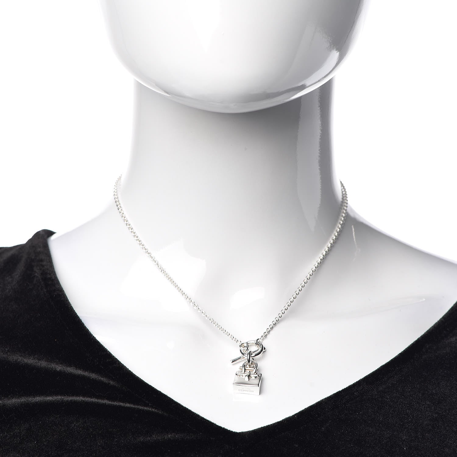 Hermes Sterling Silver Birkin Amulette Pendant Necklace 2 of 5