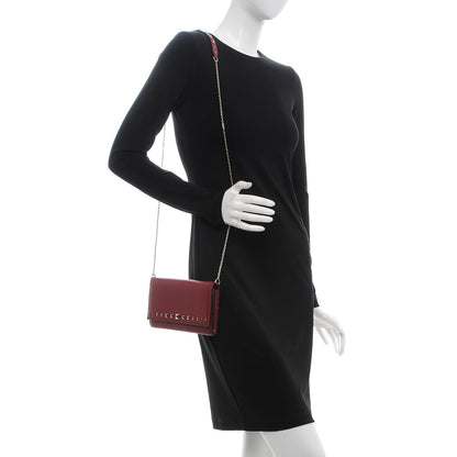 Valentino Garavani Vitello Rockstud Crossbody Wallet On Chain Rubino 2 of 8