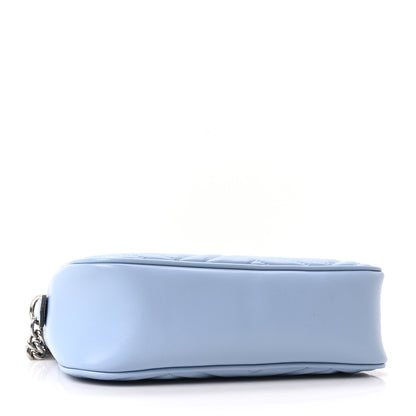 Gucci Calfskin Matelasse Small GG Marmont Chain Shoulder Bag Porcelain Light Blue 3 of 9
