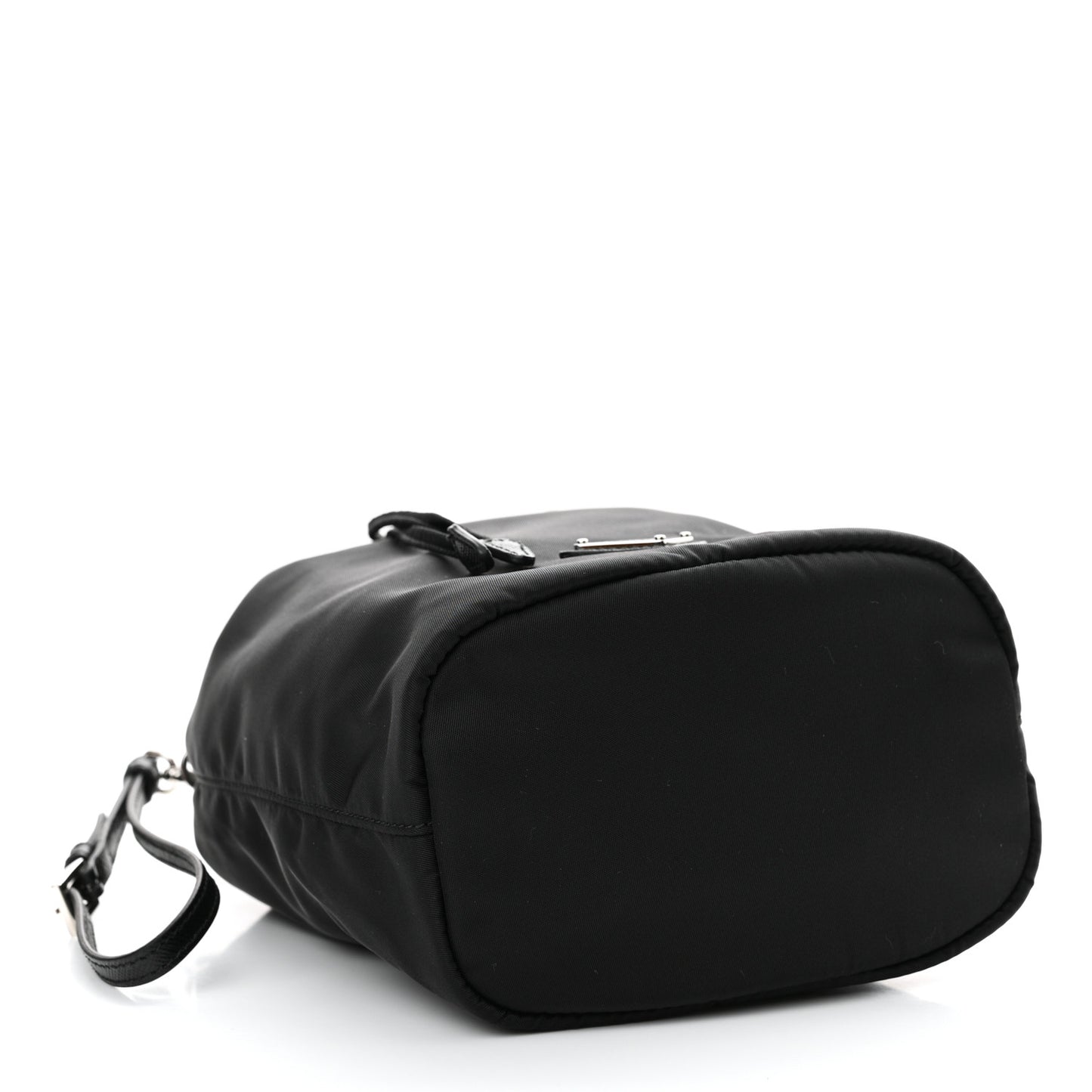 Saffiano Tessuto Nylon Vela Bucket Wristlet Black