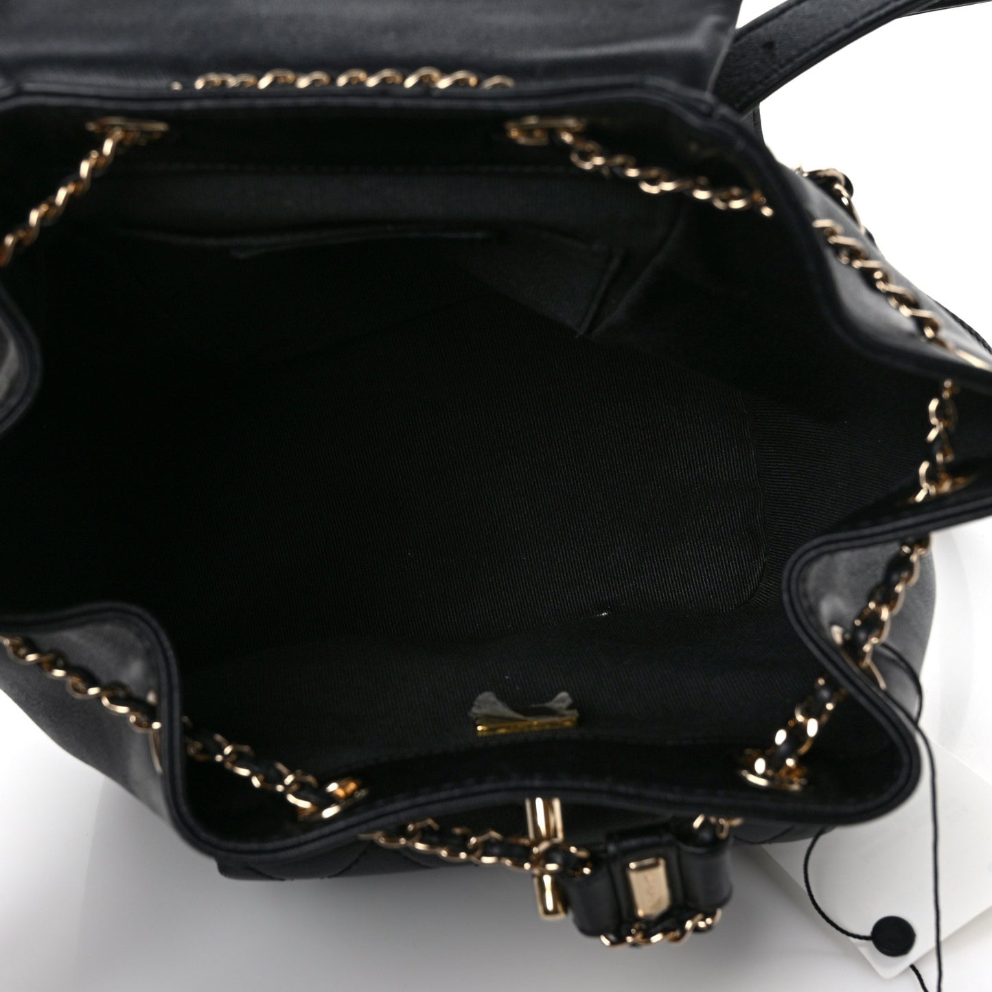 Lambskin Quilted Small Duma Drawstring Backpack Black