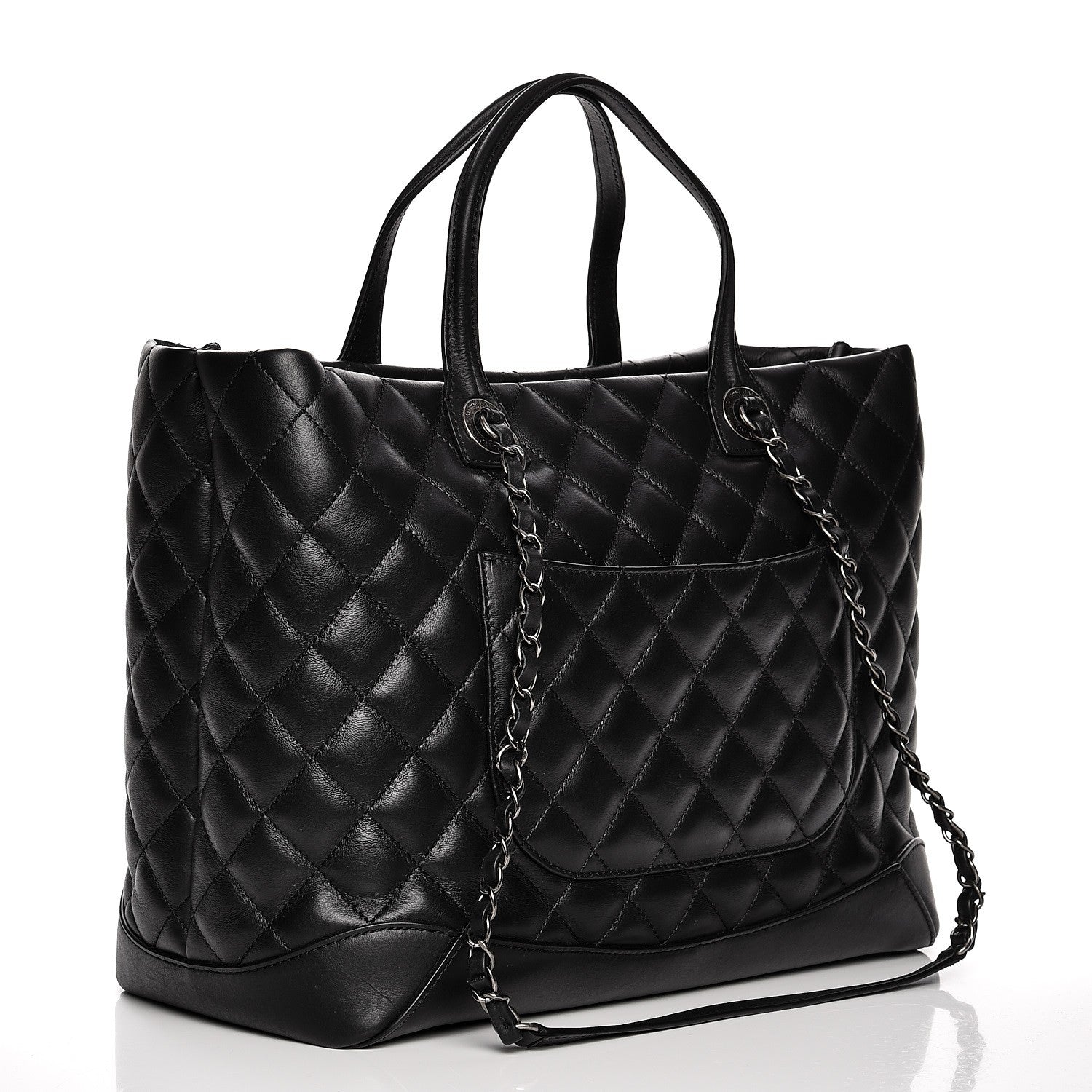 Chanel Calfskin Quilted Large Easy Shopping Tote Black 4 of 11