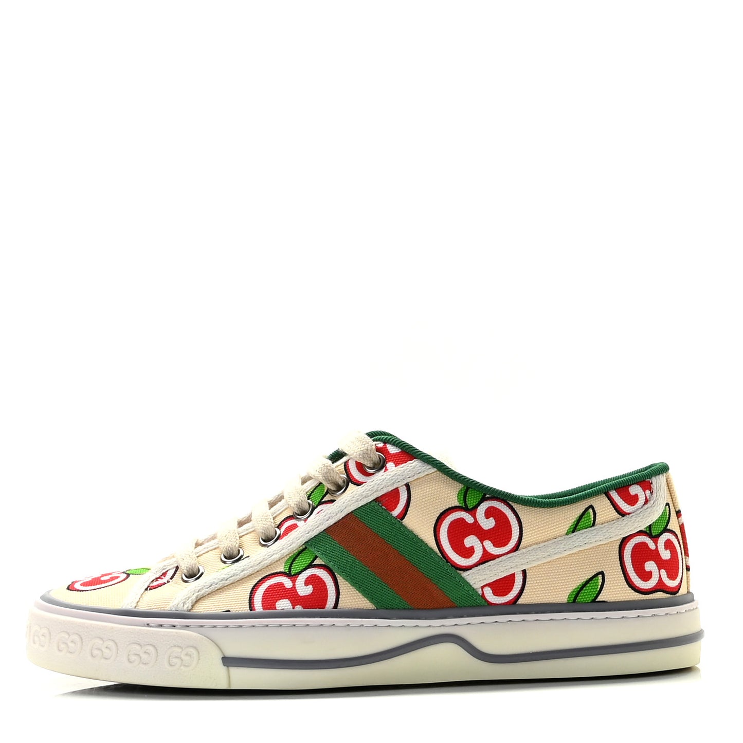 Canvas Web GG Apple Womens 1977 Tennis Sneakers 37 Ivory Red Mystic White New Shamarock