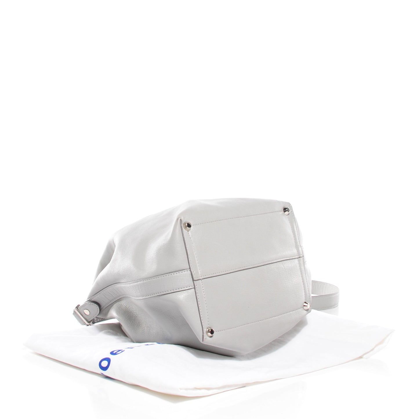 Grained Leather Medium Bucket Bag Icy Pearl