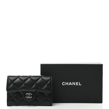 Chanel Lambskin Quilted Flap Card Holder Wallet Black 9 of 9