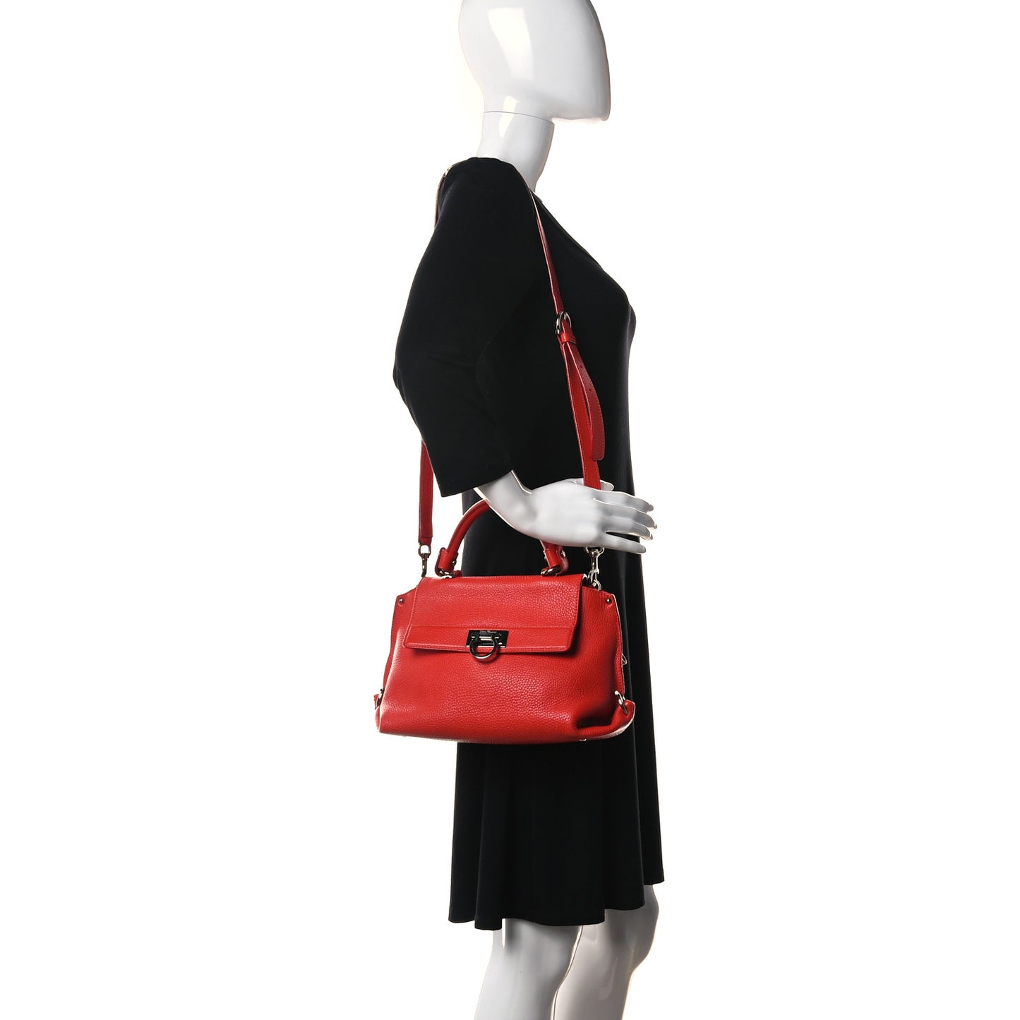 Grained Calfskin Sofia Satchel Red