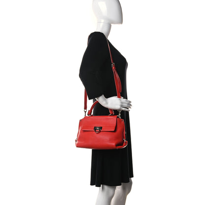 Salvatore Ferragamo Grained Calfskin Sofia Satchel Red 2 of 9