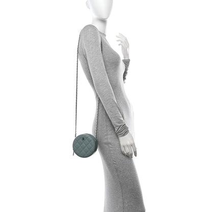 Chanel Caviar Quilted Round Clutch With Chain Light Blue 2 of 10