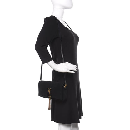 Saint Laurent Suede Monogram Tassel Kate 99 Black 2 of 9