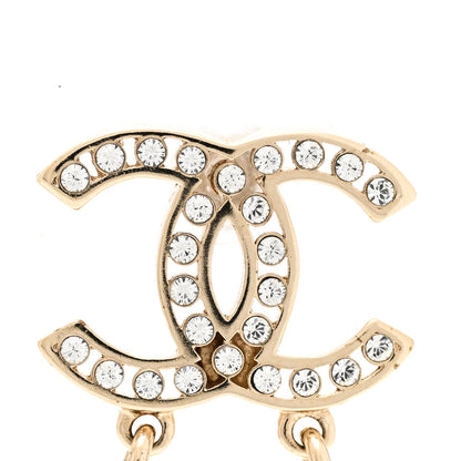 Chanel Crystal Pearl CC Chain Drop Earrings Gold 5 of 7