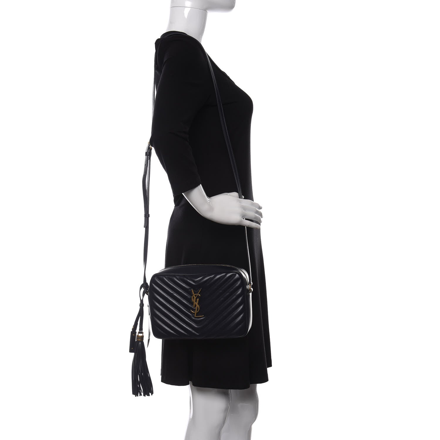 Saint Laurent Calfskin Matelasse Monogram Lou Camera Bag Black 2 of 10