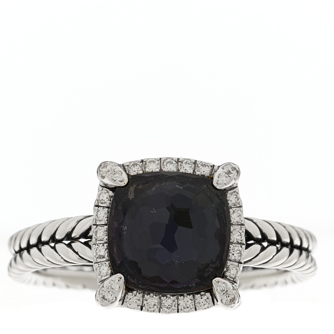 Sterling Silver Diamond Black Orchid 9mm Chatelaine Pave Bezel Ring 62 10