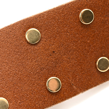 Gucci Calfskin Studded Crystals Brass Feline Buckle Belt 75 30 Toscano 6 of 7