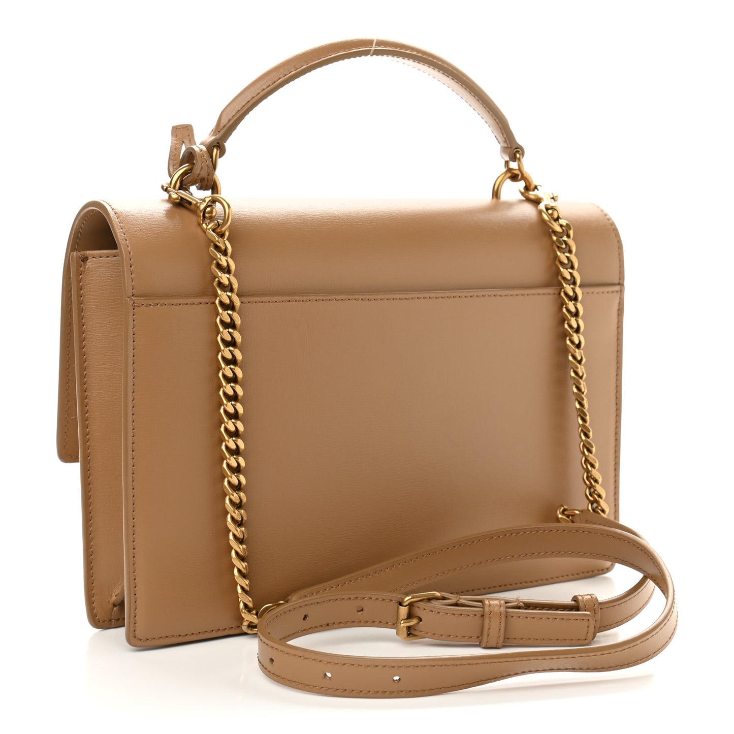 Smooth Calfskin Medium Monogram Sunset Satchel Natural Tan