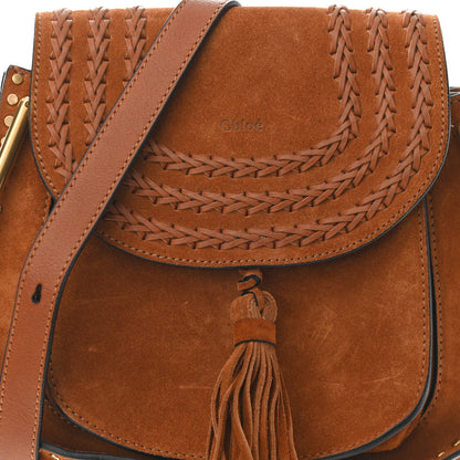Chloe Suede Calfskin Braided Small Hudson Shoulder Bag Caramel 7 of 9