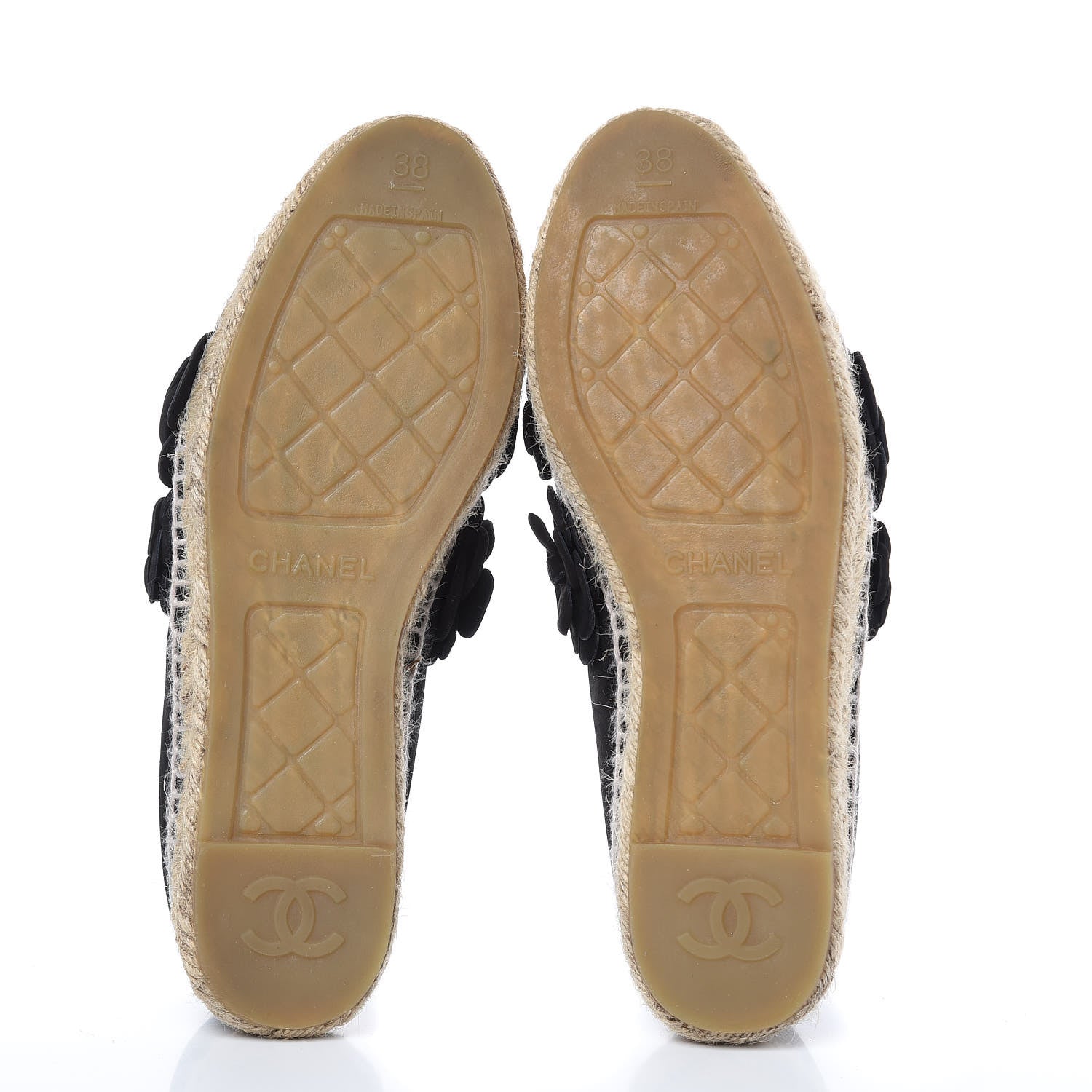Chanel Suede Camellia CC Espadrilles 38 Black 5 of 14