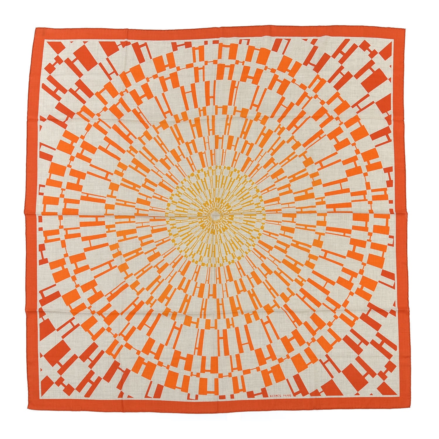 Hermes Cashmere Silk Op'H Shawl 140 Naturel Brique Orange 1 of 5