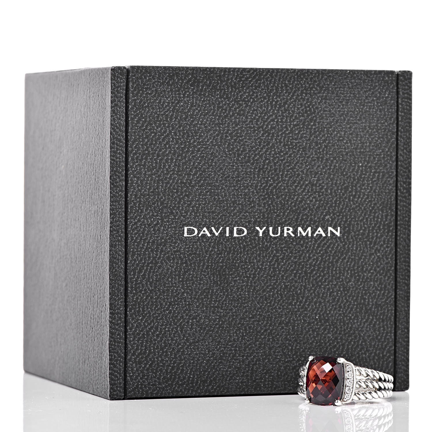 David Yurman Sterling Silver Diamond Garnet 10mm Petite Wheaton Ring 50 5.5 6 of 6