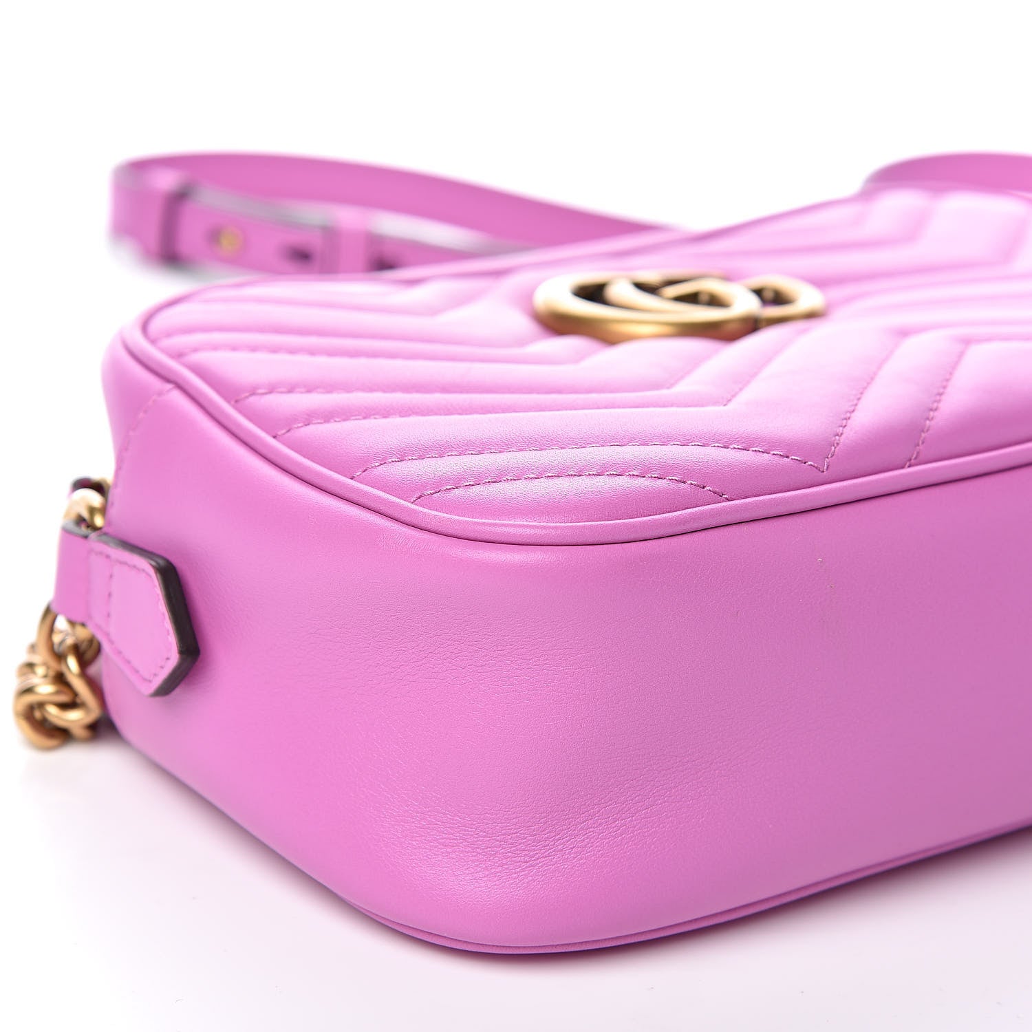 Gucci Calfskin Matelasse Small GG Marmont Chain Shoulder Bag Candy Mousse 9 of 11