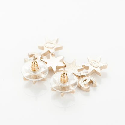 Chanel Crystal Pearl CC Star Earrings Gold 3 of 4
