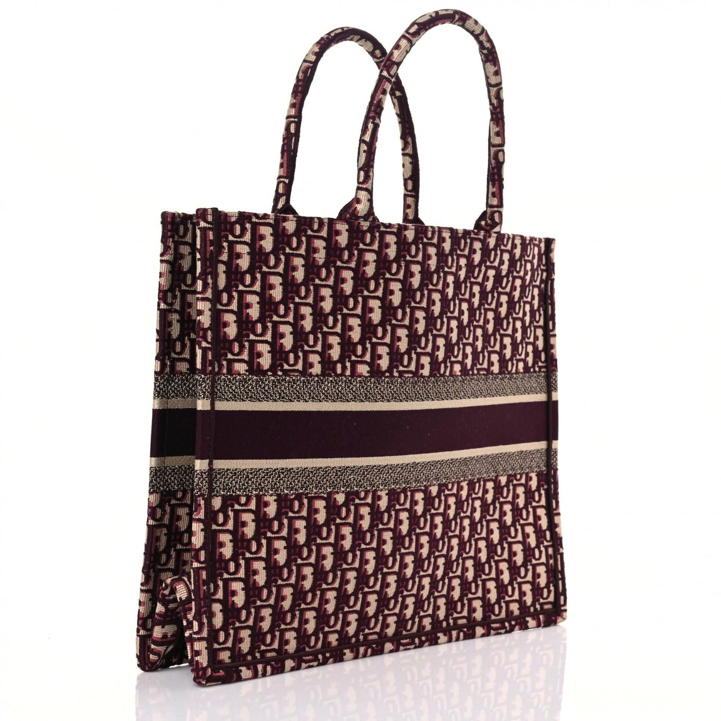 Oblique Large Book Tote Burgundy Multicolor