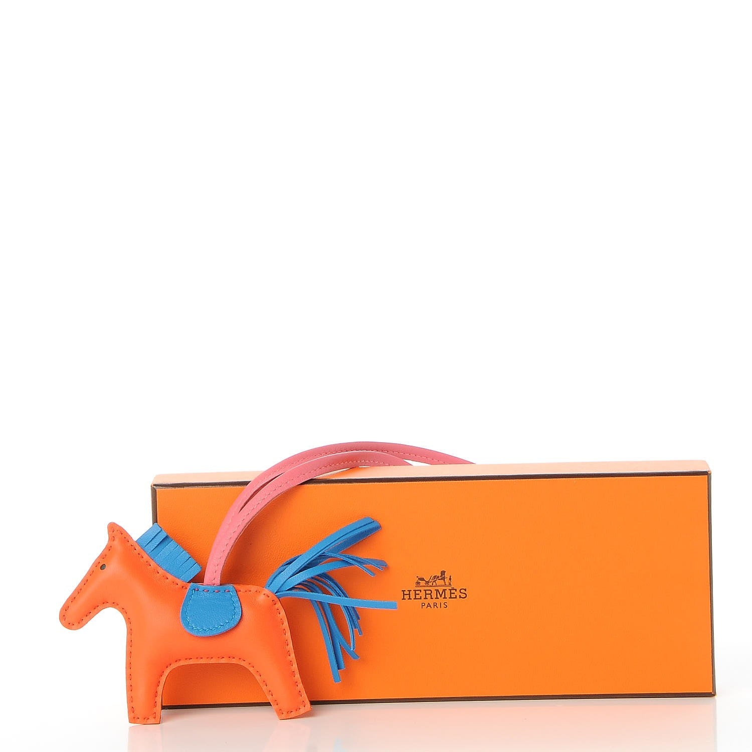 Hermes Milo Lambskin Grigri Rodeo Horse Bag Charm PM Orange Poppy Bleu Zanzibar Rose Azalee 4 of 4