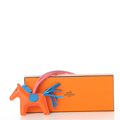 Hermes Milo Lambskin Grigri Rodeo Horse Bag Charm PM Orange Poppy Bleu Zanzibar Rose Azalee 4 of 4